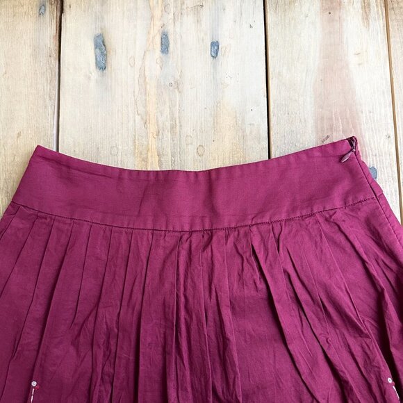 Antonio Melani Dark Red Floral Skirt Midi Embroidered 2 Wine - Picture 4 of 8